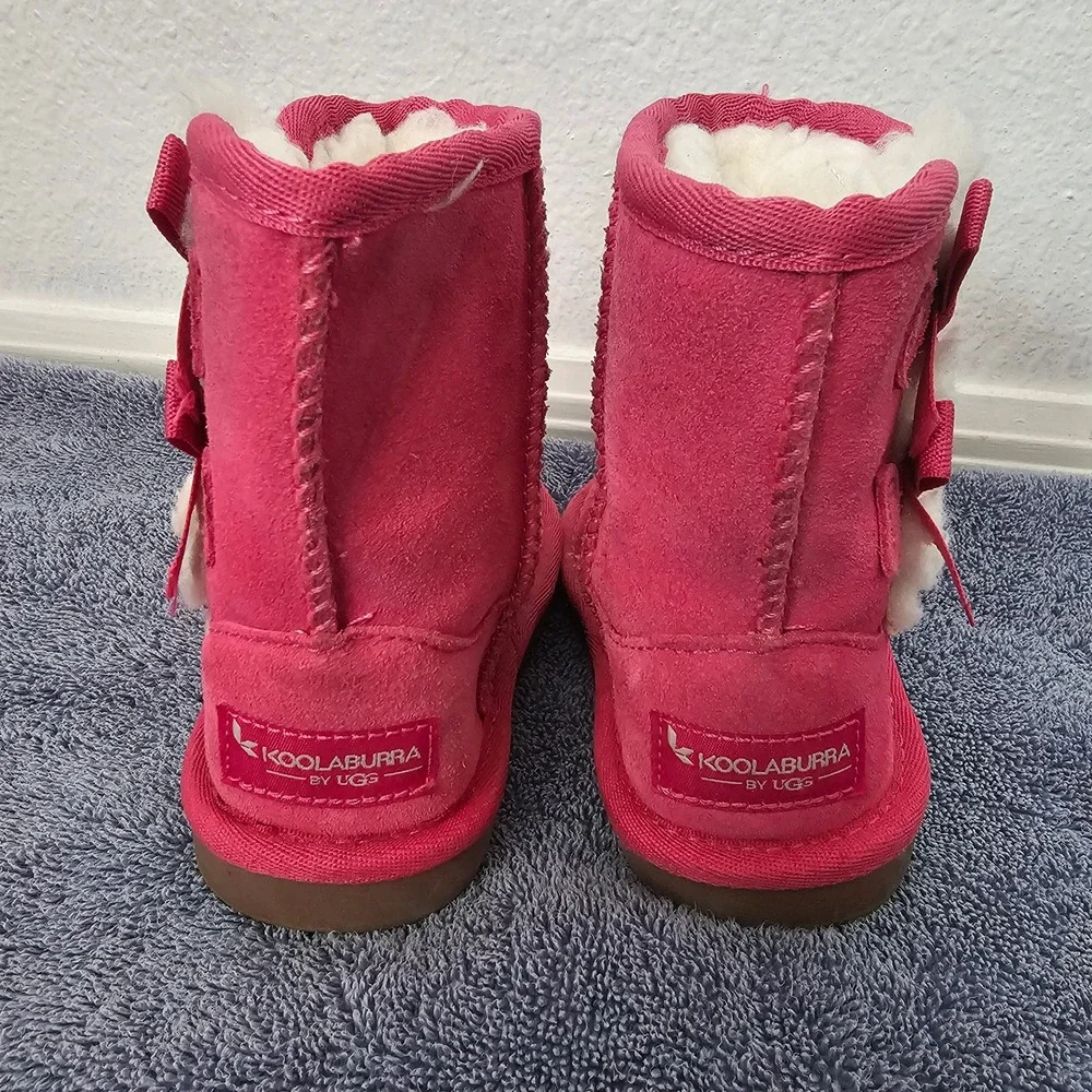 Koolaburra by UGG Victoria Pink Suede Bow Boots Toddler Size 6 1090330